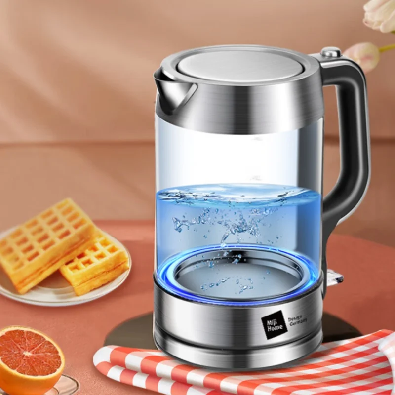 1.8L Glass Electric Kettle with Blue Light Indicator for Home and Office Visualized Hot Water Boiler HK-6001 220V