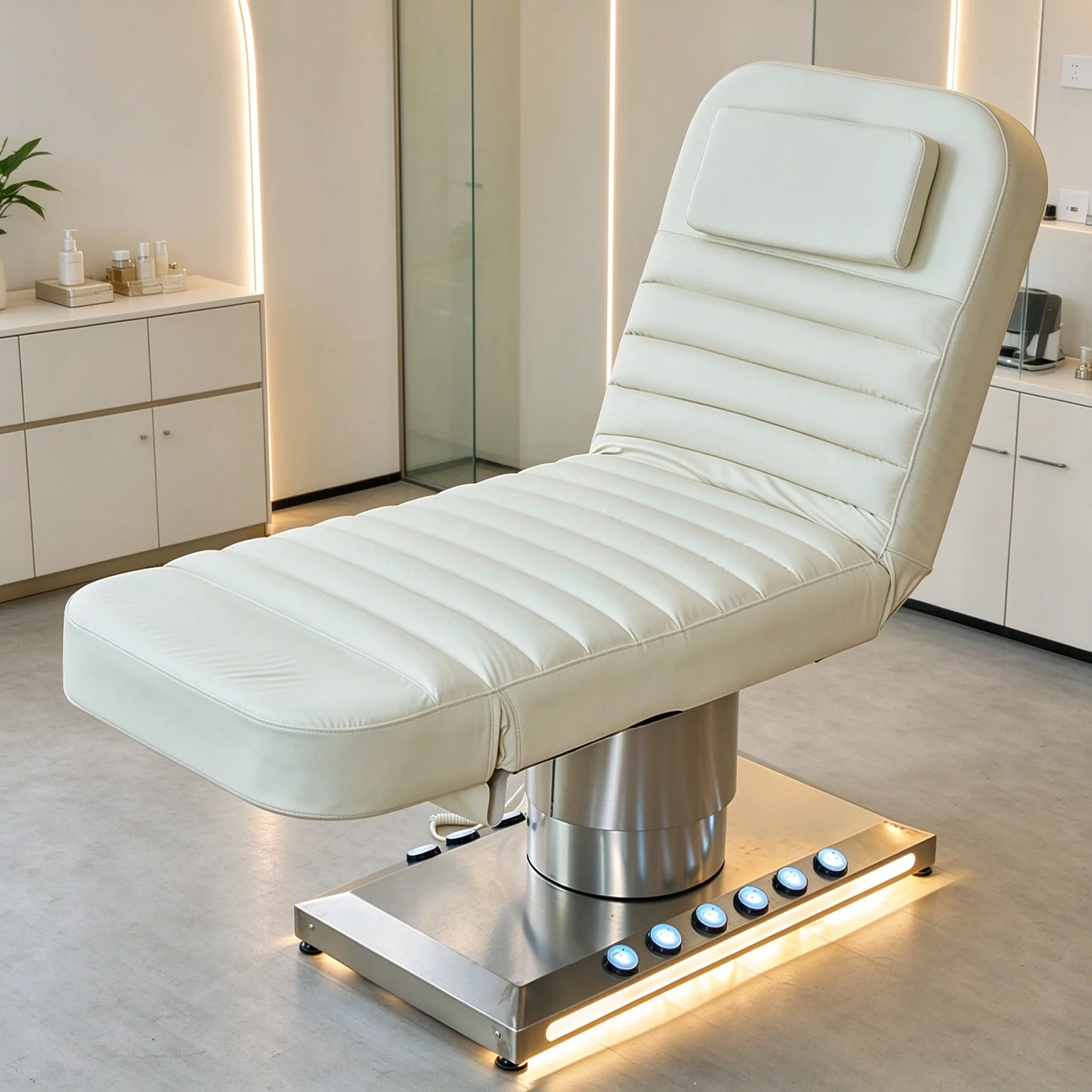 3-Motor Electric Beauty Bed, Adjustable Lash Facial Table with LED Light, Salon Furniture, Electric Massage Chair for Beauty Spa