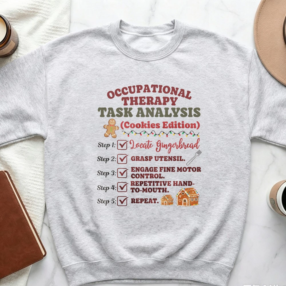 Occupational Therapy Christmas Sweatshirt Funny Gingerbread Cookie OT Crewneck Pullovers Fashion Long Sleeve Preppy Sweater