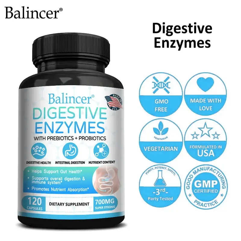 Digestive Enzyme with Prebiotic + Probiotic Supplement - Nutritional Digestive Health and Immune Support for Adult Men and Women