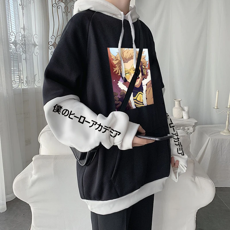 Anime My Hero Academia Hawks Funny Cartoon Eagle Boy Printed Hoodies Long Sleeve Harajuku Casual Men Oversize Winter Sweatshirts