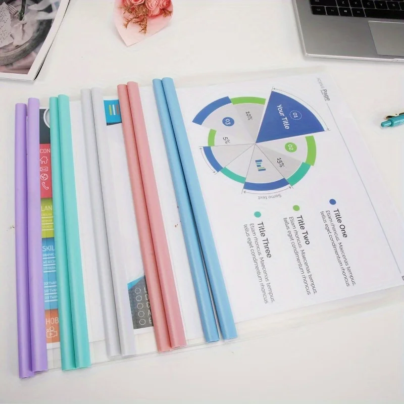 10pcs A4 Size Clear Report Covers with Sliding Bars - PVC Presentation File Folders,Ideal for Business & Office Use