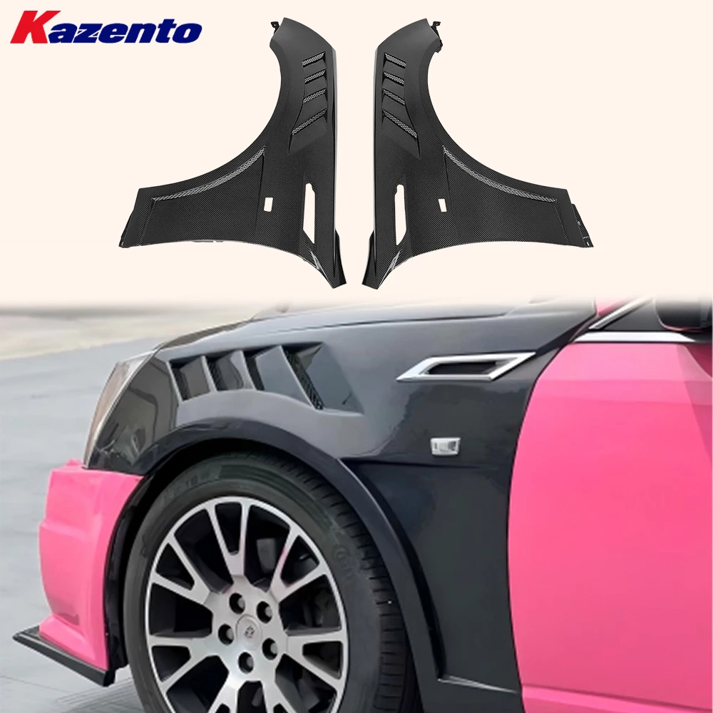 For Caddilac CTS 2008-2013 Coupe & Sedan Carbon Fiber KZ Style Front Vented Fender Pair