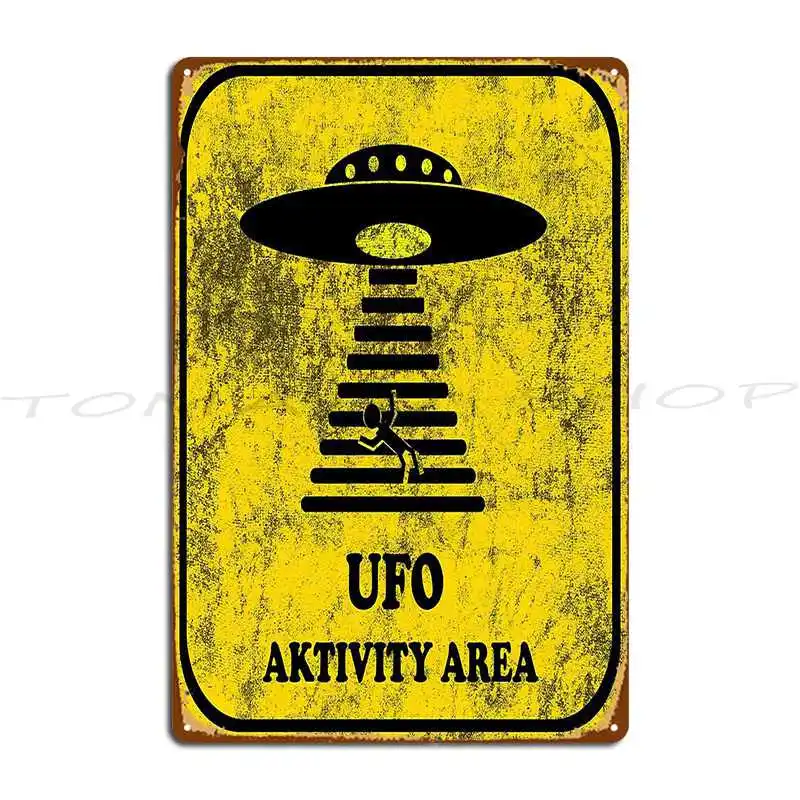 Alien Abductions Warning Ufo Area Keep Out Signal  Metal Sign Poster Garage Cinema Funny Pub Iron  Tin Sign Poster