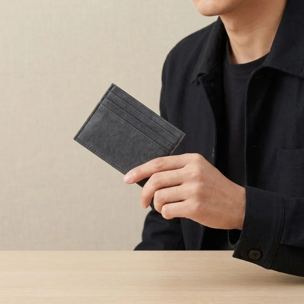 Fashion Solid Color Mini Card Holder Multi-functional Ultra-thin Bank Card Case Wallet Small Suede Coin Purse Student