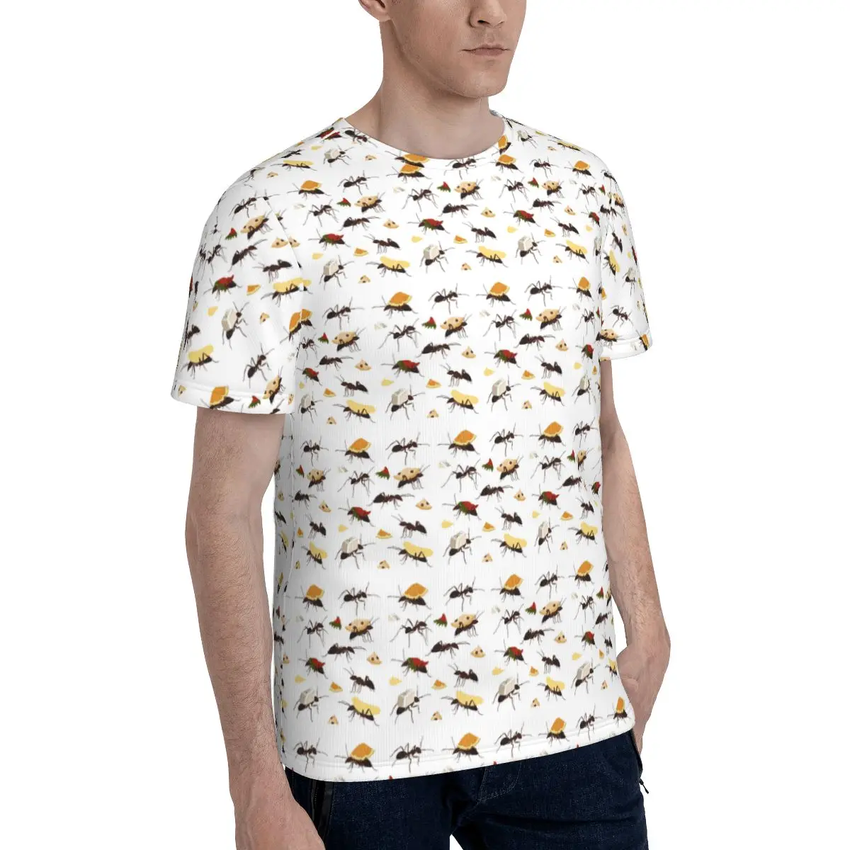 Ants Carrying Snacks T-Shirt for Men Cotton T Shirts Men's Tees Short O-Neck Summer Clothes Tops