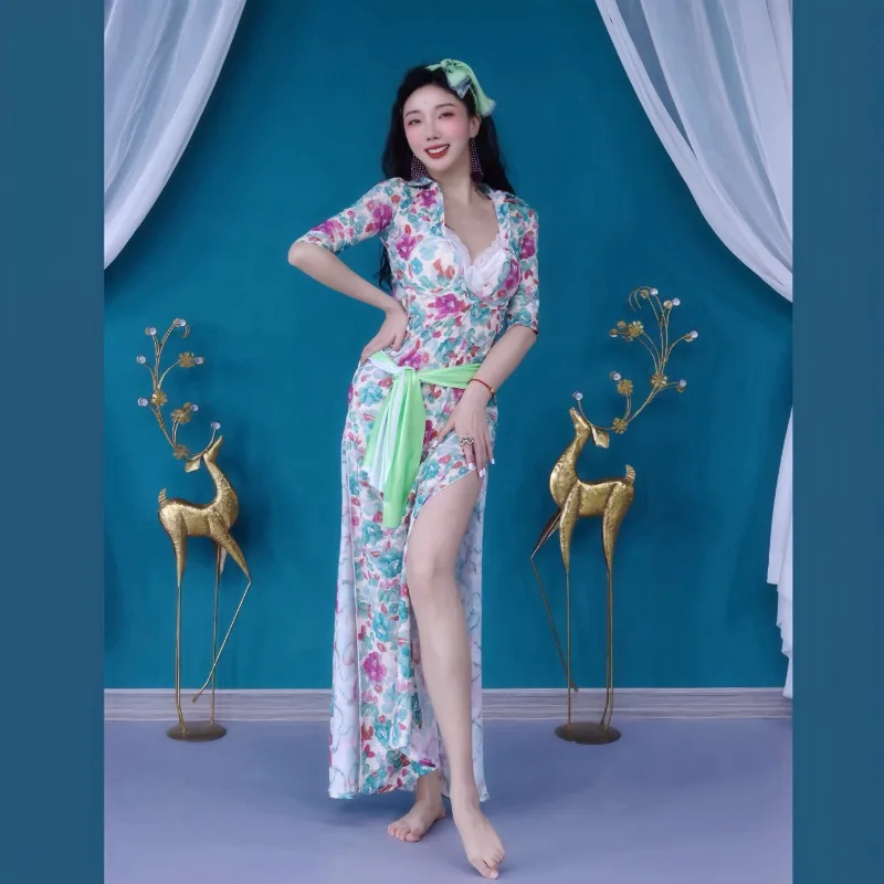 Aangepaste nieuwe buikdans kostuum oefenjurk Folk Robe Balady Shabby Saidi Design beginners groepsdansjurk