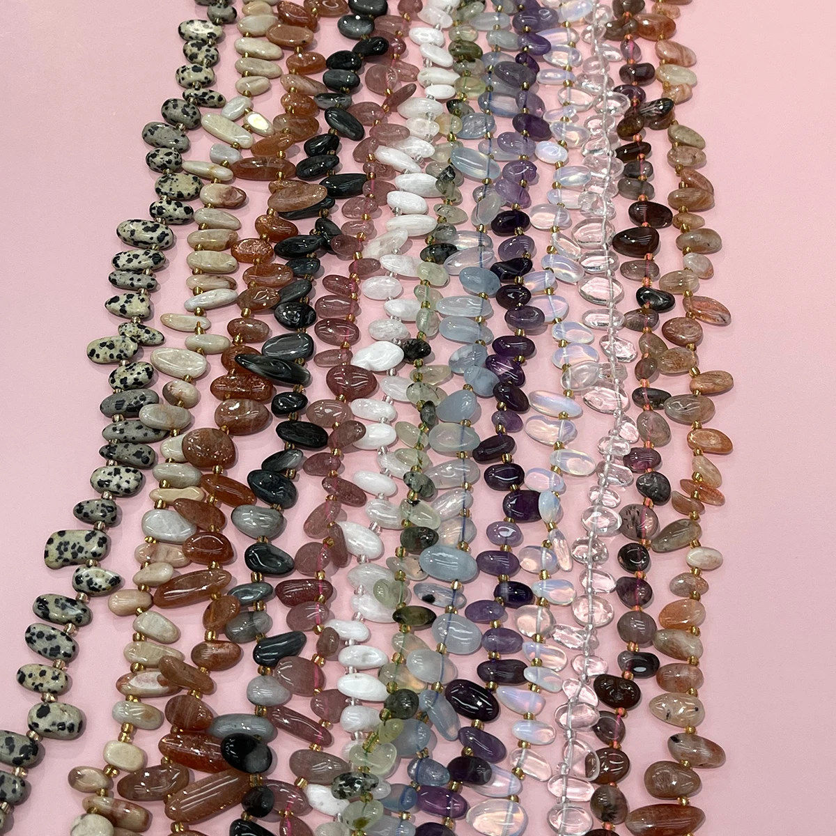 DIY-Perlen mit schrägen Löchern, Naturstein-Opal-Perlen zur Trennung, für die Schmuckherstellung, DIY-Halsketten, Armbänder, Ketten, Ohrringe, Accessoires – Detail 2