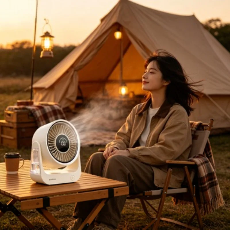 Compact Portable Desk Fan Digital Screen Silent Air Circulation USB Mini Fan Dorm Office Daily Cooling Fan
