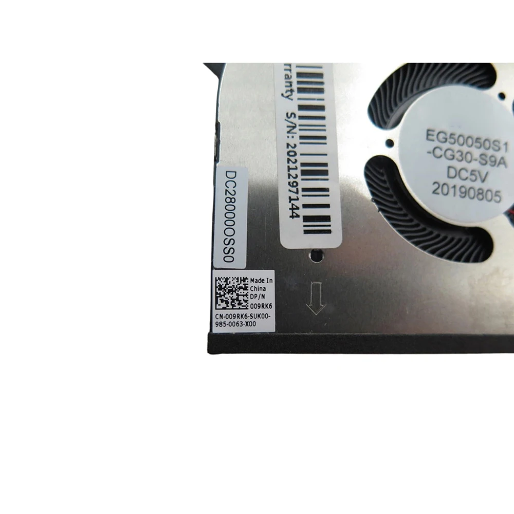For DELL For XPS 15 9500 DC28000OSSL 009RK6 09RK6 EG50050S1-CG30-S9A DC5V 0.38A Laptop GPU Fan