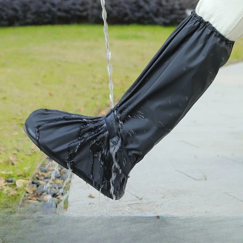 Men Women High Tube Rain Shoe Covers Waterproof Non Slip Wear Resistant Overshoes for Riding Outdoor Rainy Days