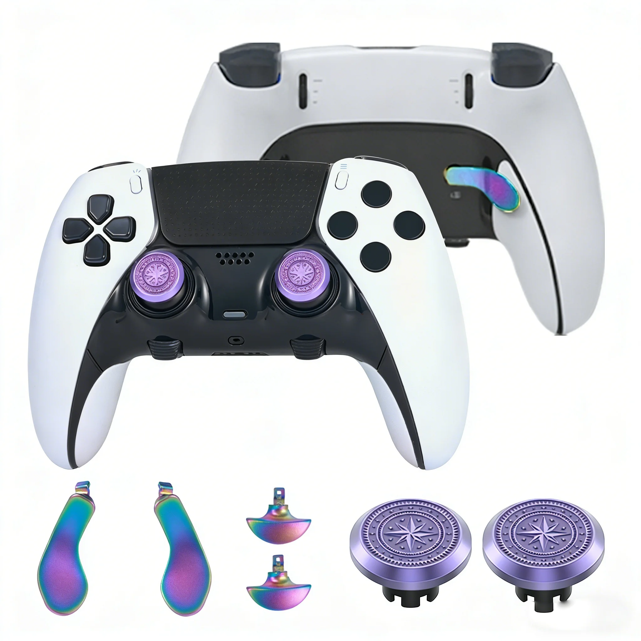 6 in 1 Metal Joystick Cap&Paddle Set for PS5 Elite Controller,Accessories,Includes Joysticks,Paddles&Exquisite Gift Box