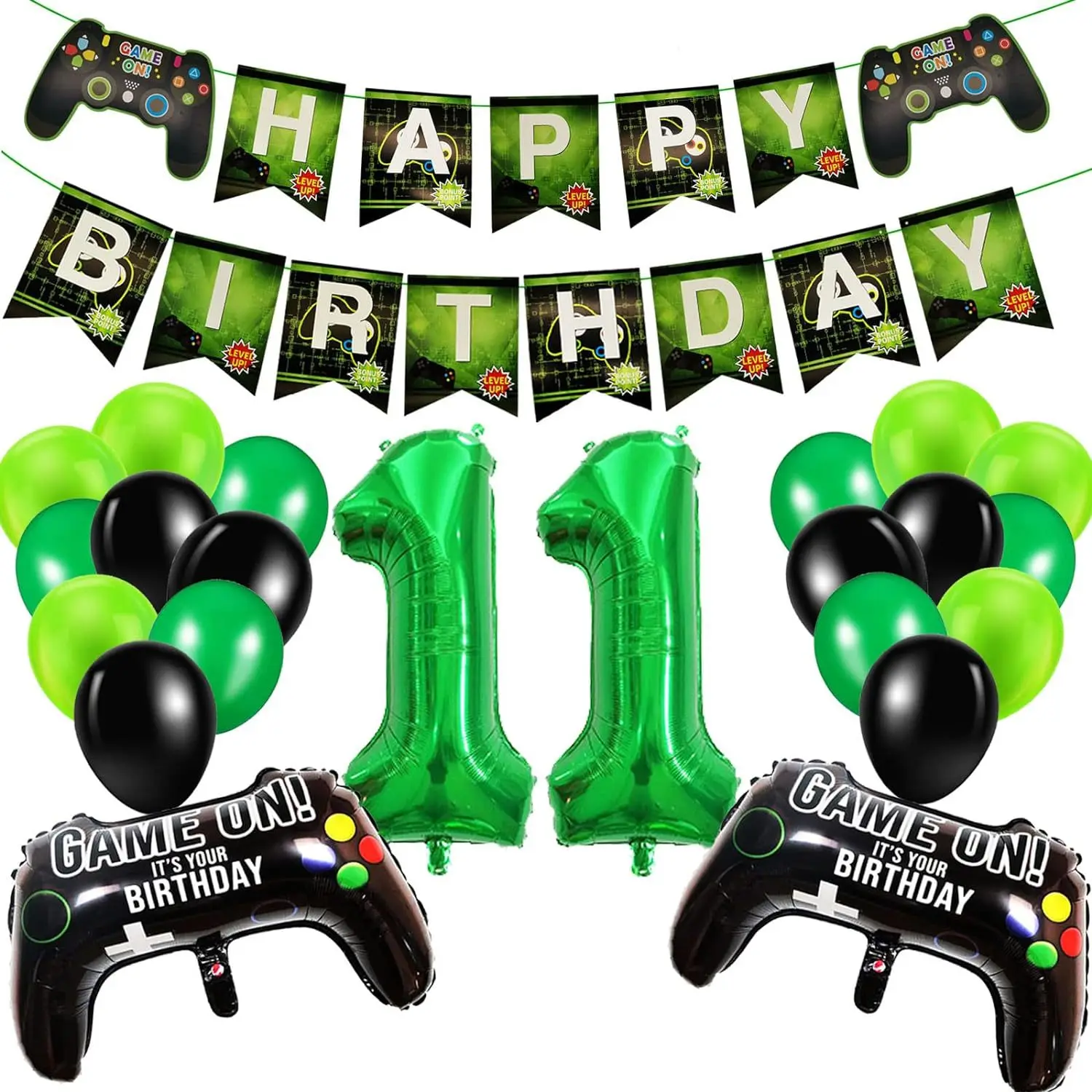 jogo-verde-numero-11-tema-festa-de-aniversario-decoracao-conjunto-jogo-numero-festa-balao-puxar-bandeira-conjunto