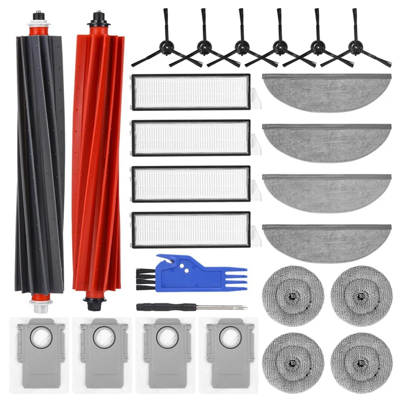 

A13R-For Roborock S8 Maxv Ultra Dust Bags Robot Vacuum Cleaner Main Side Brush Hepa Filter Mop Cloth Replacement Parts