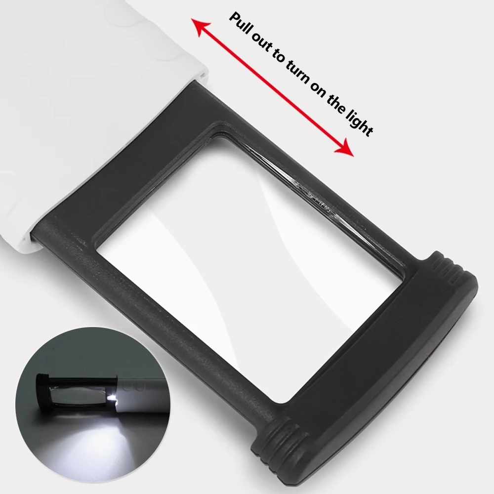 Pocket Magnifier 4X Reading Magnifying Glass With LED Light Acrylic Optical Loupe Magnifier For Reading Jeweler identification