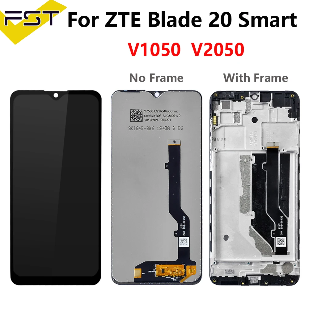 6.49 inch For ZTE Blade 20 Smart V1050 V2050 LCD Display And Touch Screen Digitizer Sensor Assembly with Frame For Blade20 Smart