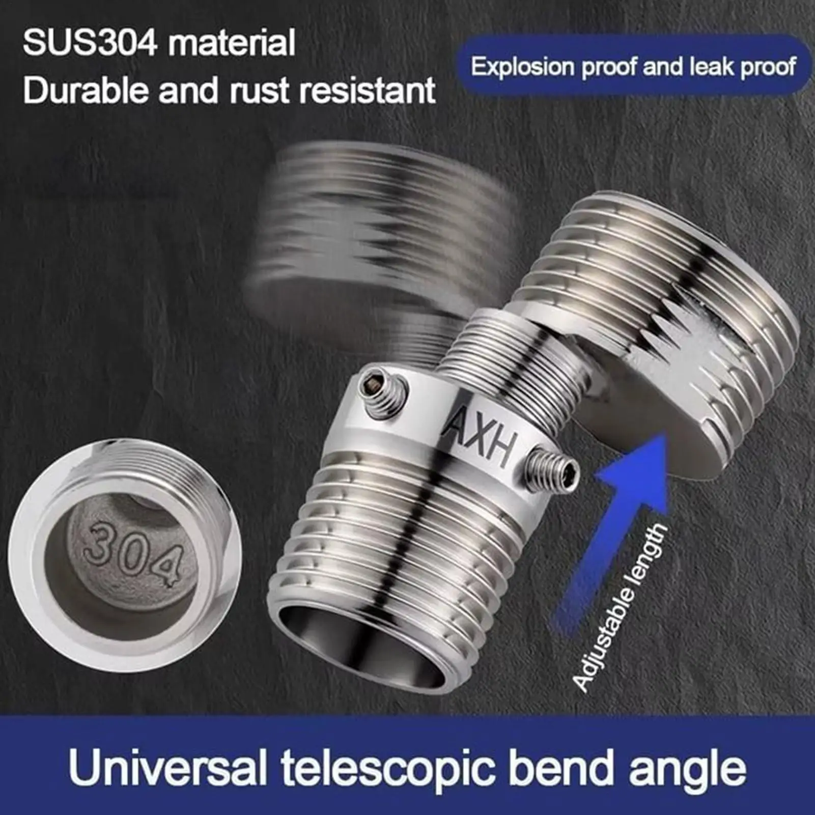 Thicken Angled Curved Foot Universal Telescopic Bend Angle 304 Stainless Steel Eccentric Screw Corner Shower for Faucet Adapter