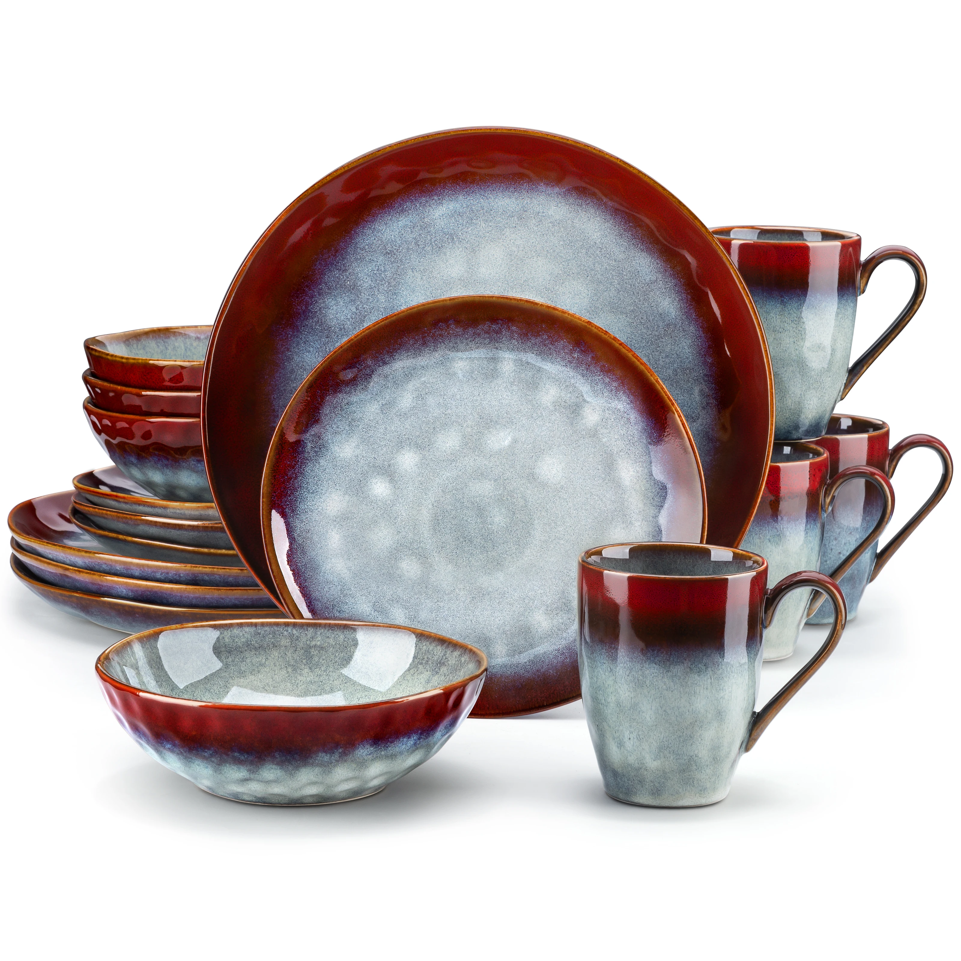 vancasso 16/32/48 Piece Starry Dinner Set,Kiln Change Glaze Tableware Dinner Service with Dinner Plate,Dessert Plate,Bowl,Mug