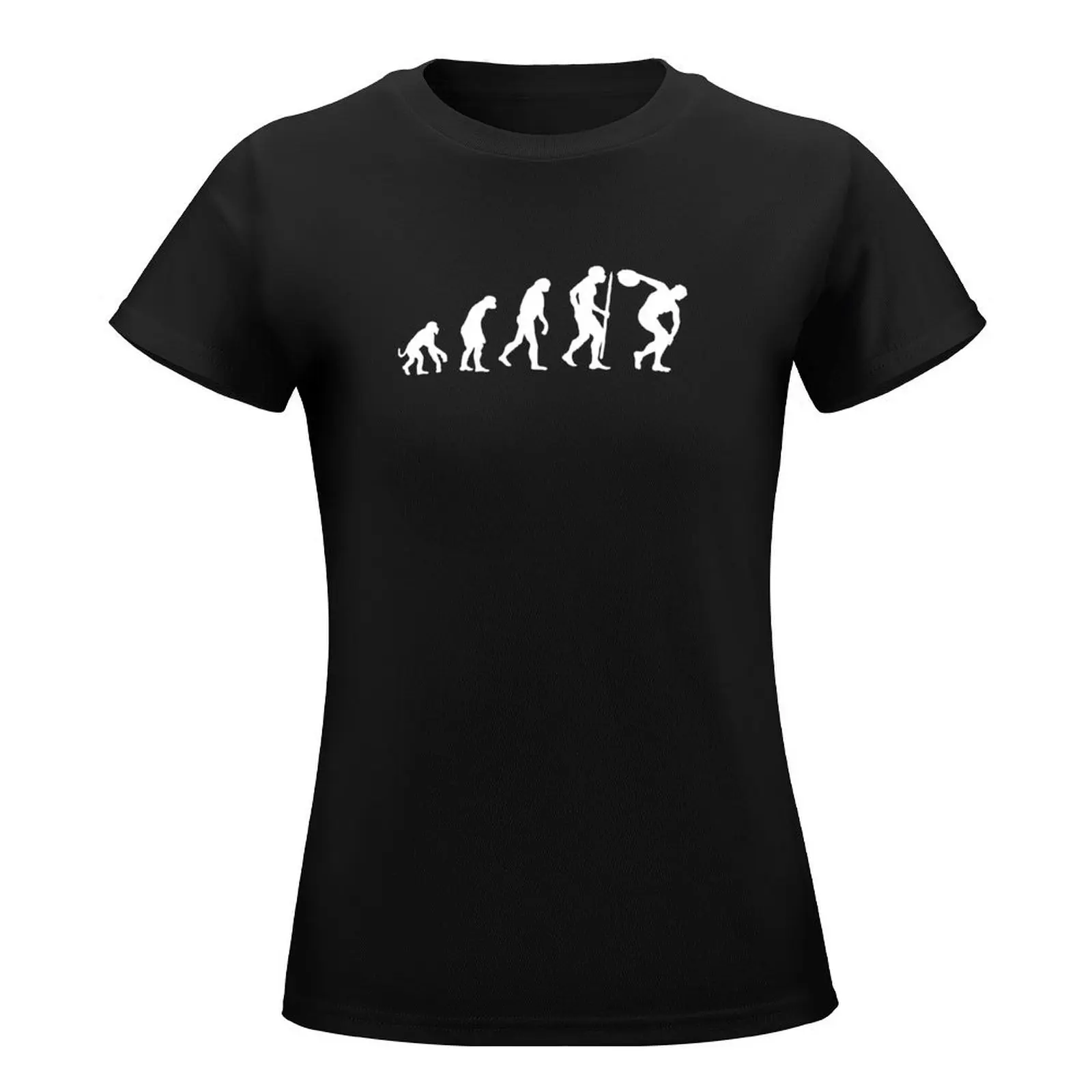 Evolution discus throw Discobolus discus thrower T-Shirt shirts graphic tees vintage Woman clothing