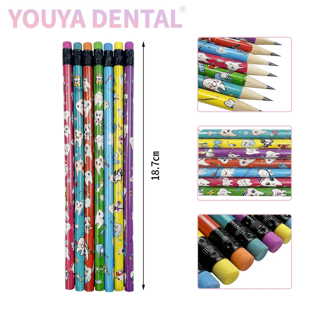 

Dental Wooden Sketch Pencils Creative Teeth Pattern Pencils with Eraser Children Drawing School Writing Stationery Dentist Gift
