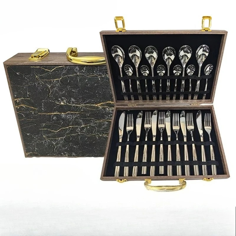 أدوات مائدة غربية من الفولاذ المقاوم للصدأ 304 طقم سكين وشوكة وملعقة أدوات مائدة