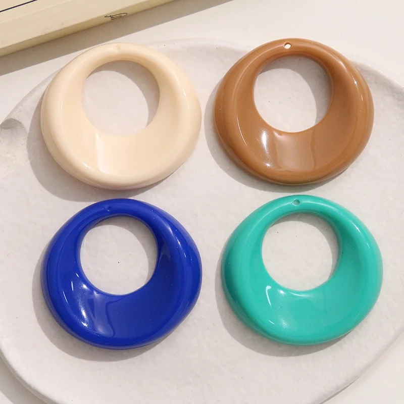 Wholesale 40pcs/lot 41mm Color Print Geometry Rounds Shape Resin Beads DIY Jewelry Garment Hair accessory