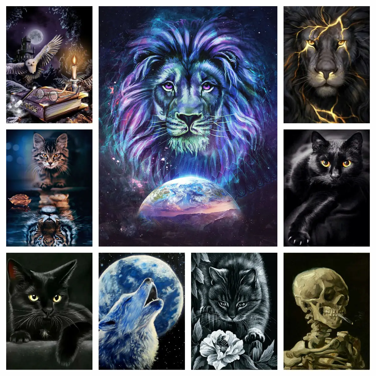 Diamant Malerei Tier Tiger Wolf Katze DIY Voller Diamanten Stickerei Mosaik Kreuz Stich Kit Strass Bilder Hause Dekoration