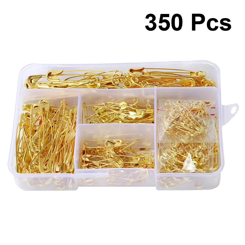 

350pcs Safety Pins Set Durable Nickel Metal Rustproof Easy Open Design Golden Buckle Each Sewing Crafting