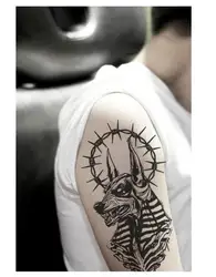 Black Anubis Temporary Tattoos Egyptian Mythology God of Death Tatto Hand Thigh Waist Arm Body Art Waterproof Fake Tatoo Sticker