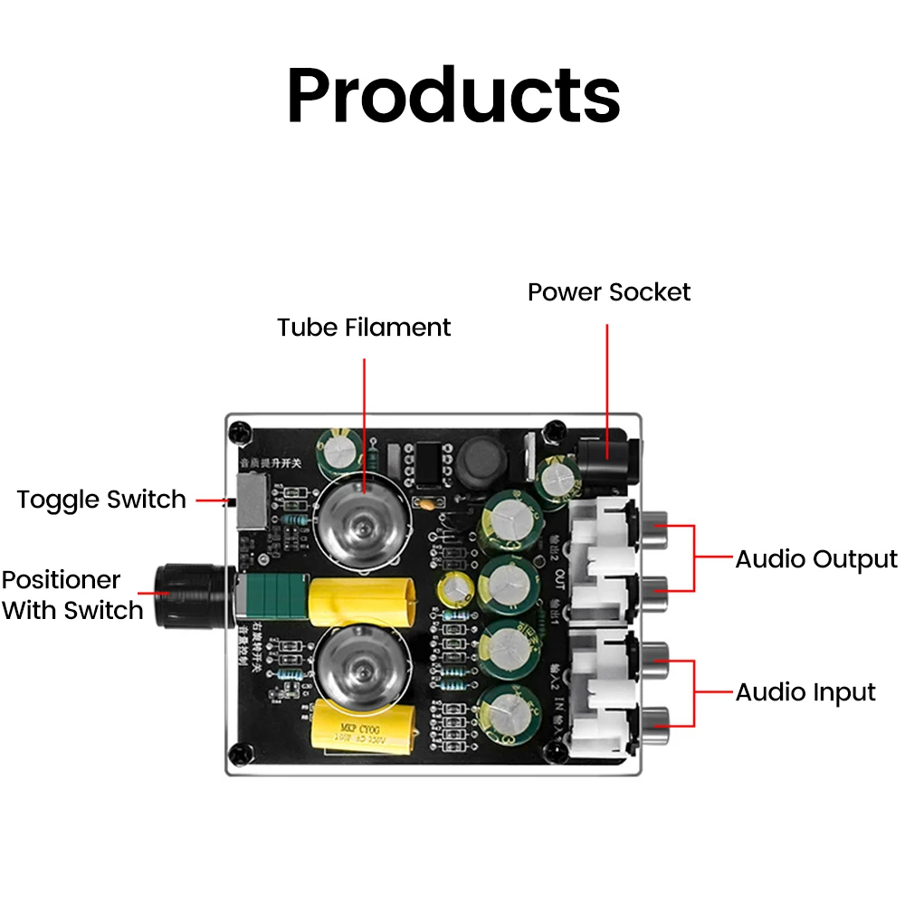 Upgraded 6K4 Tube Preamplifier Amplifiers HiFi Tube Preamp Bile Buffer Auido Amp Speaker Sound Amplifier Home Theater DIY