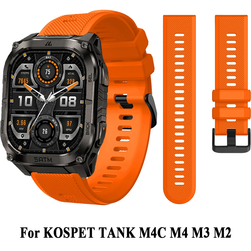 Correa de reloj de 22mm para KOSPET TANK M4C M4 M3 M2 / KOSPET TANK T4C T4 T3 Ultra 2 T2, correa de silicona de repuesto para reloj