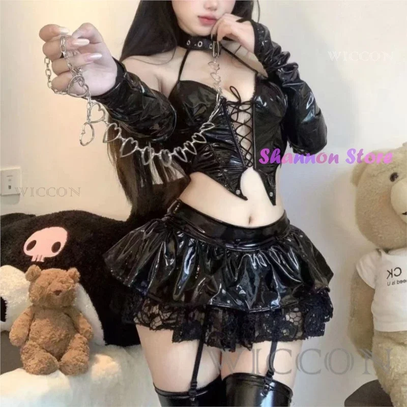 Anime Misa Cosplay Devil's City Queen Cosplay Costume Women Cyber PU Punk Leather Sexy Uniform Halloween Carnival Clothes Outfit