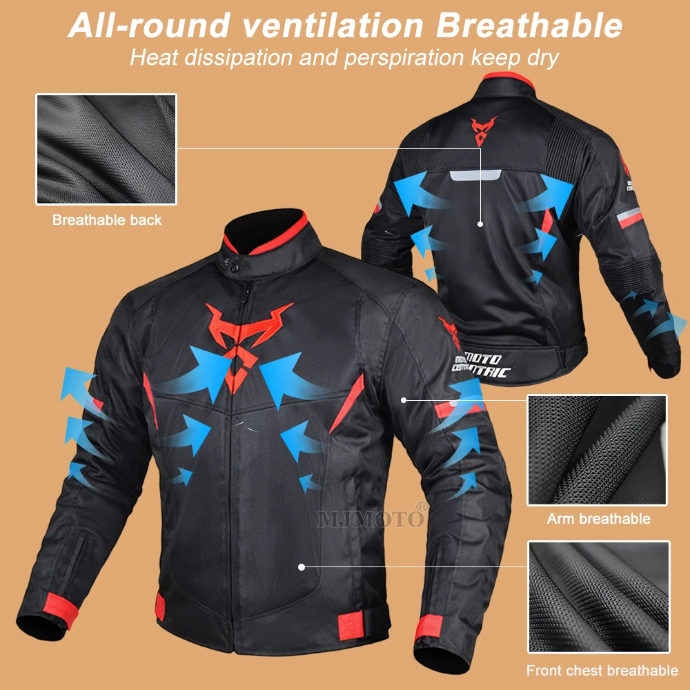 Summer Motorcycle Riding Jacket Men Women Mesh Breathable Motocross Jacket Anti-fall Motorbike Jacket With 5pcs Protection Pad