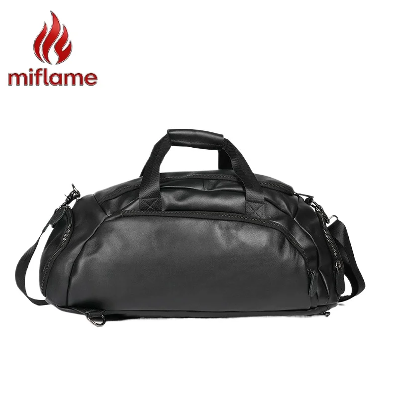 

Mens Large Capacity New Travel Duffel Bag Genuine Leather Wet Dry Separation Shoe Compartment Gym Overnight Olive Shape