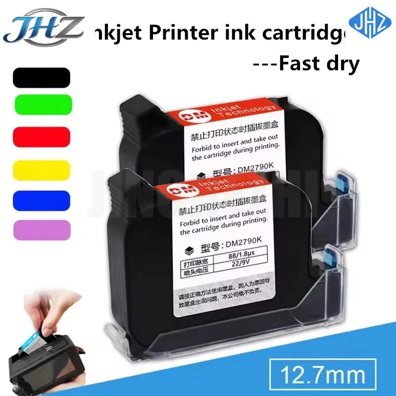 

Чернила JHZ для ручного струйного принтера 12,7 мм, не требующие шифрования, экологически чистые, на основе растворителя, многоцветные, быстросохнущие, полудюймовые