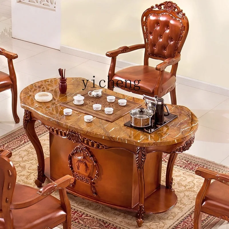 

FY Tea Table Marble Solid Wood Tea Table Chair Balcony Office Tea Brewing Table