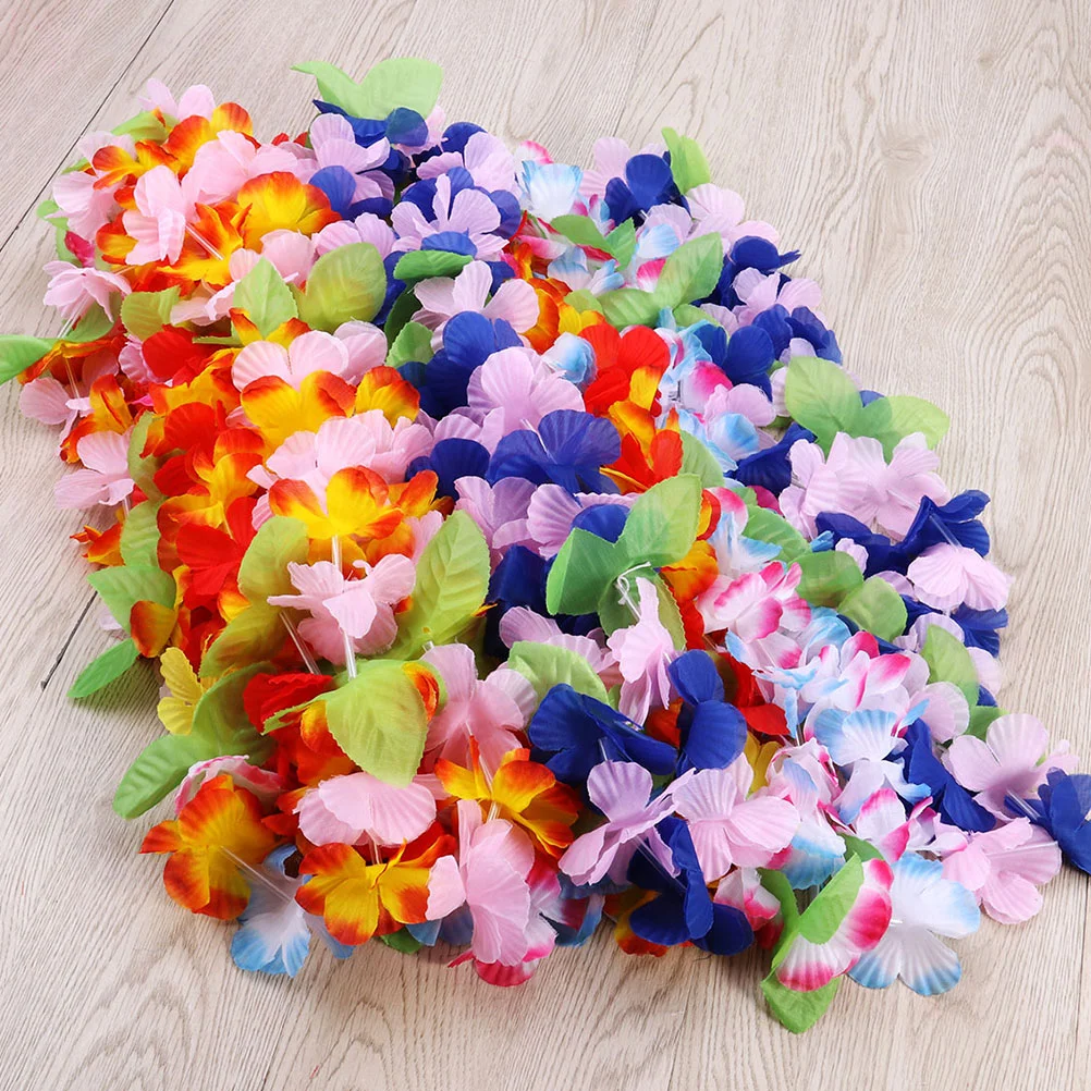 18 Pcs Flower Necklace Luau Garland Ruffles Hawaii Flowers Hawaiian Leis Banquet