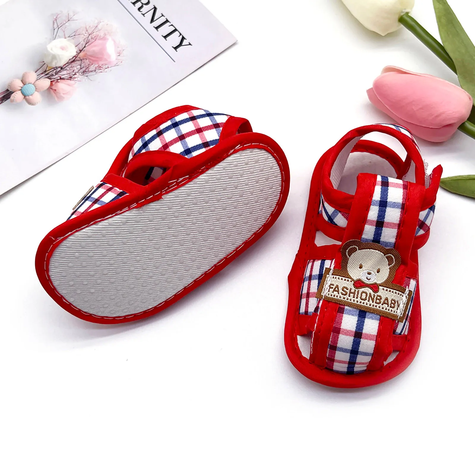 Sandalias Unisex para bebés y niños, zapatos informales de dibujos animados a cuadros para exteriores, para verano, 2022