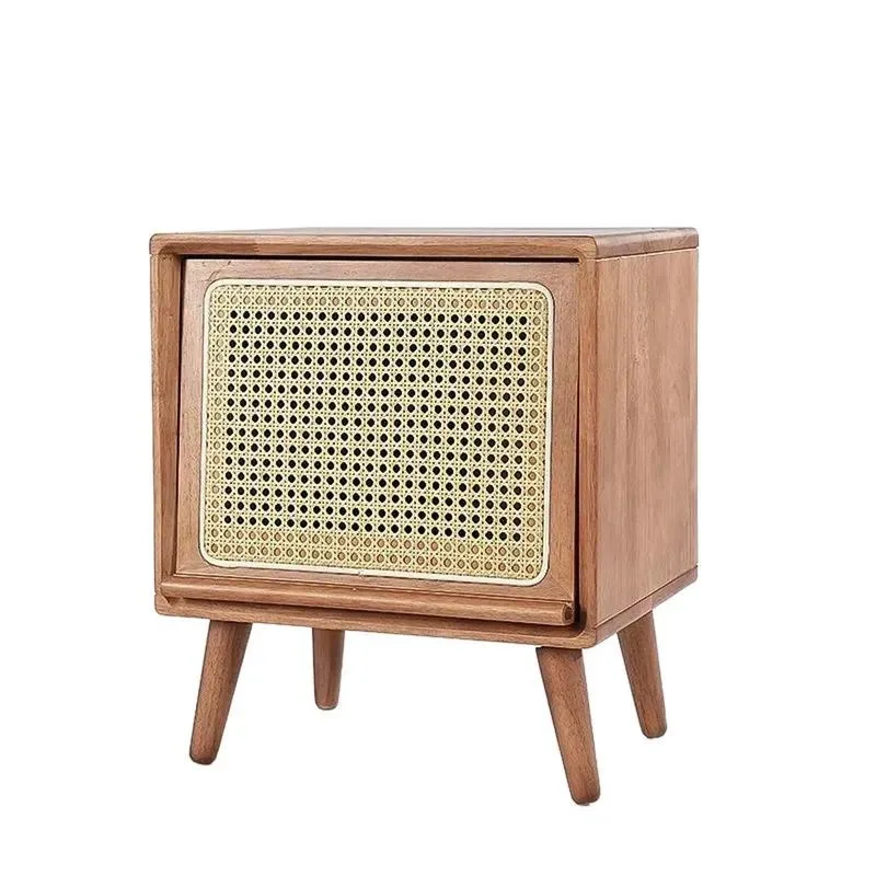 Modern All Solid Wood Art Cabinet Rectangular Robot Bedside Table Living Room Sofa Side Storage