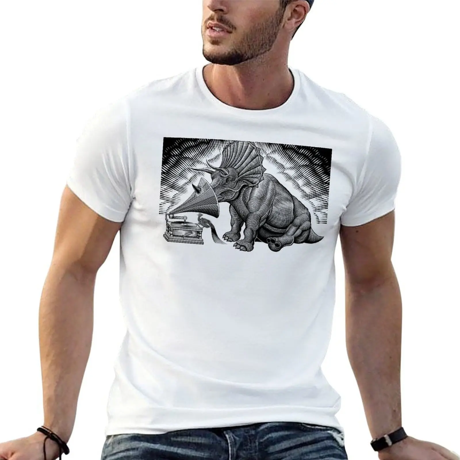 

Triceratops and phonograph T-Shirt t shirt man plain t shirt man luxury T-Shirt
