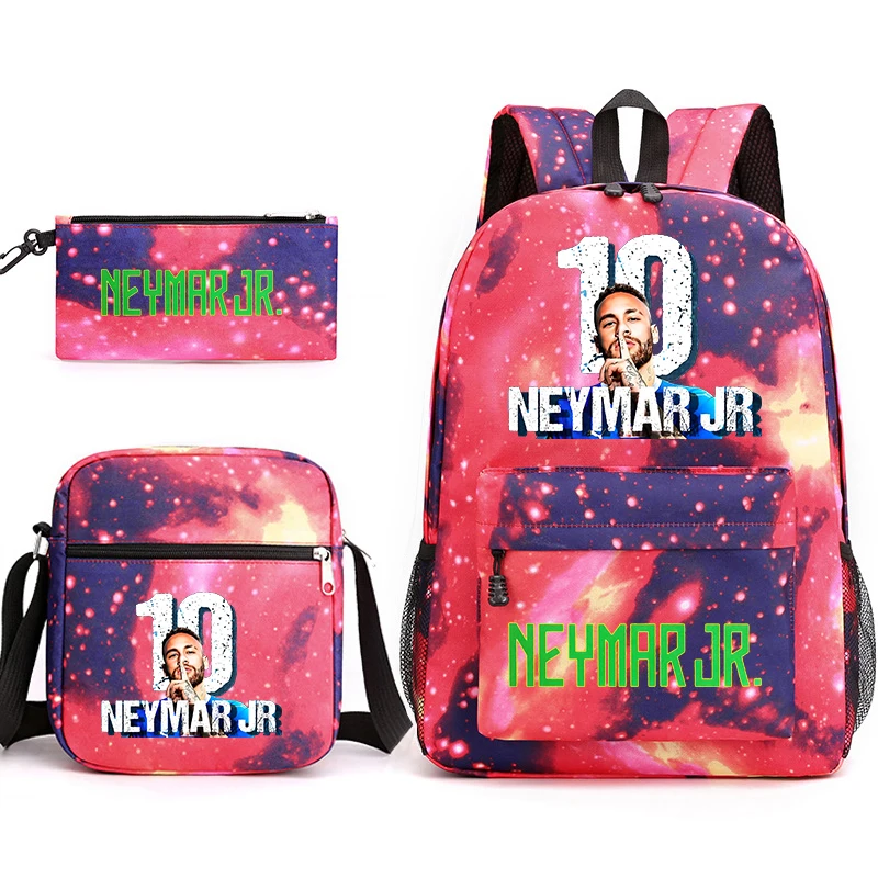 printed student school bag set football star peripheral backpack shoulder bag pencil case 3-piece set