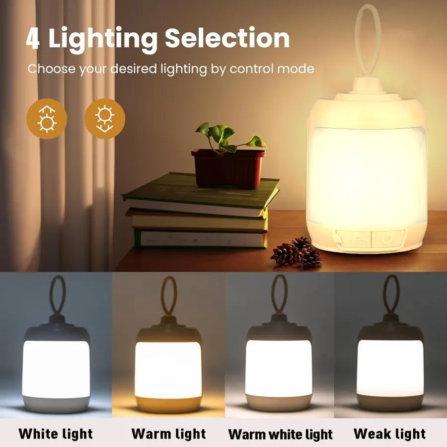 Rechargeable LED Lantern Portable Camping Light USB Charging Night Light Dimmable Modes Hanging Hook for Outdoor Camping Hiking