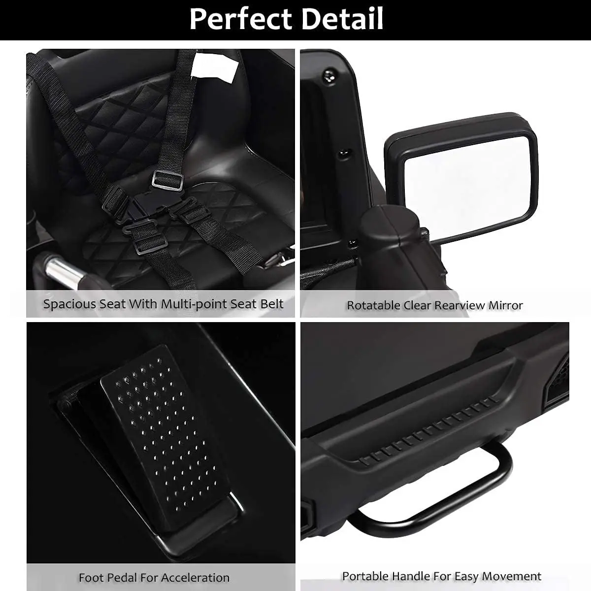 Caminhão infantil, carro de brinquedo elétrico alimentado por bateria de 12V com controle remoto parental, suspensão de mola, luzes LED, música, 4 W