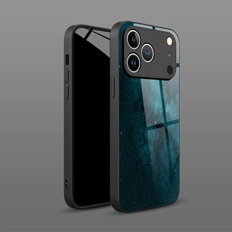 Dreamy Star Pattern Electroplated Glass Phone Case, suitable for iPhone 18, 17, 17pro, 16, 15, 14, 14plus, 13, 12, 11, etc.