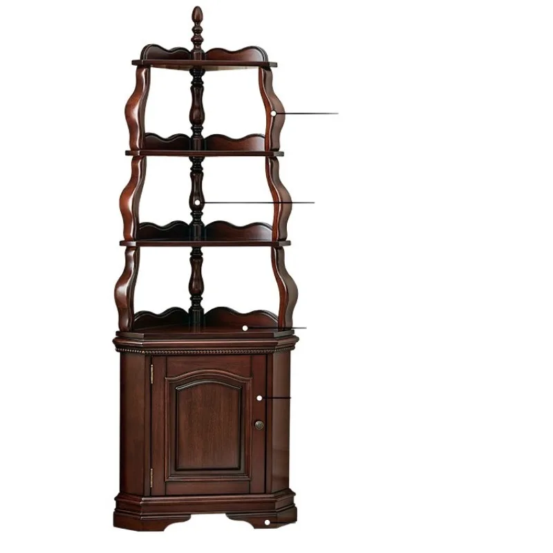 

American solid wood corner cabinet, full solid wood living room, triangular cabinet, storage right angle side cabinet