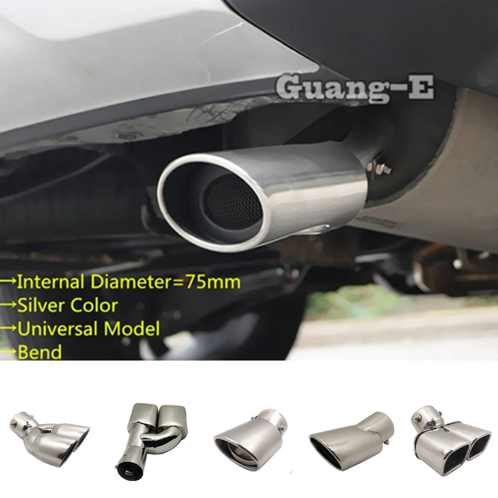 Internal Diameter=75mm/Silver Color/Universal Model Car Muffler Exterior Back End Pipe Dedicate Exhaust Tip Tail Outlet Vent