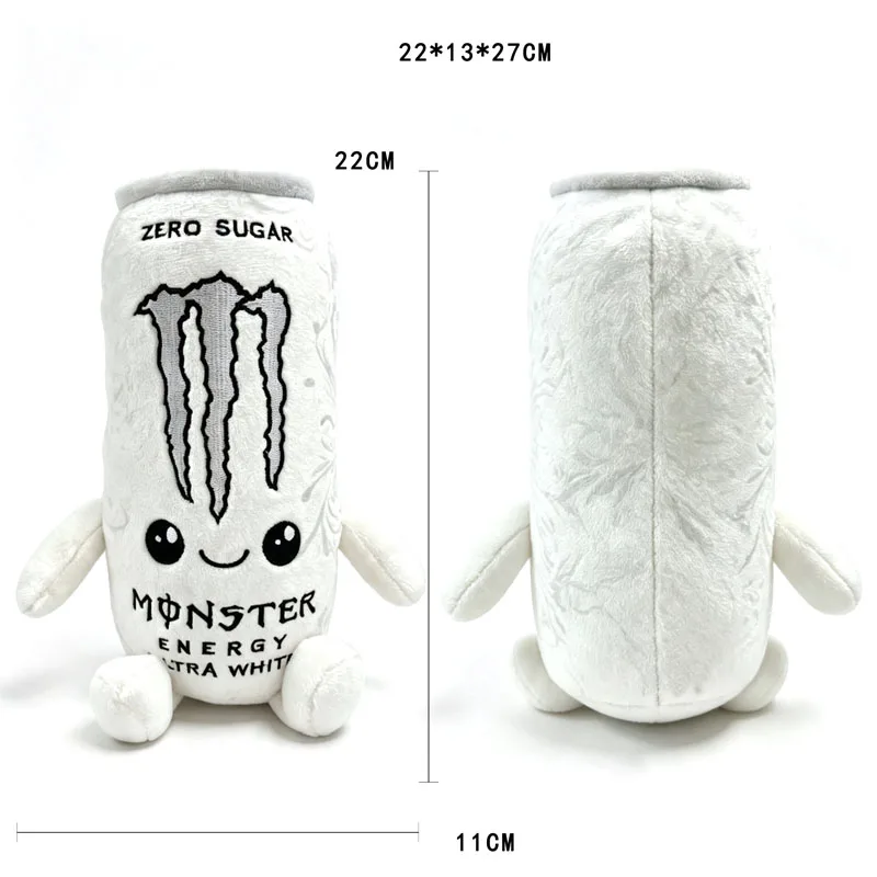Popular anime and game merchandise: Monster Energy white Monster claw canned plush toy for Christmas gift