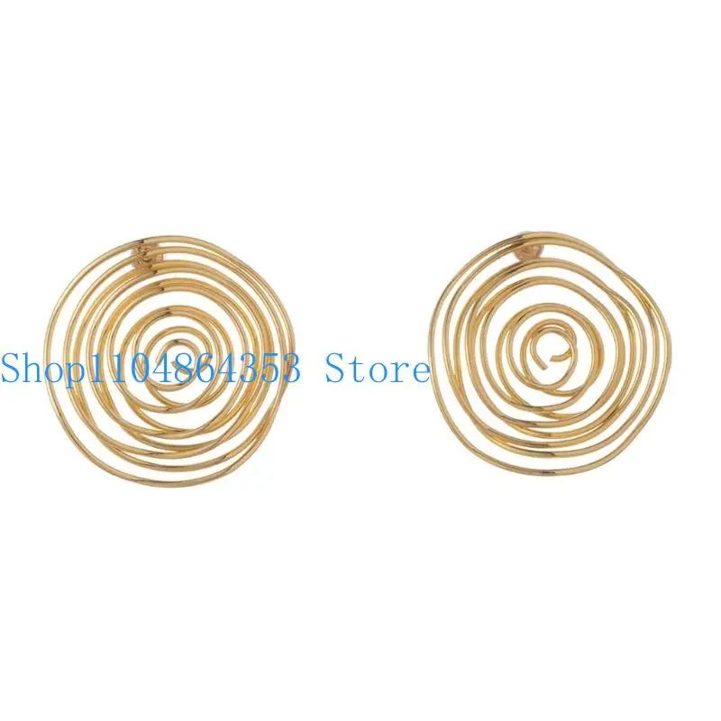 652F Artistic Openwork Round Earrings Dissymmetry Geometric Twist Iron Alloy Jewelry Comfortable For Office Party Occasions