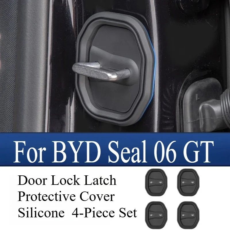 For BYD Seal 06 GT, Door Silicone Shock Absorber Lock Cover, Anti-Rattle Rust-Proof Protective Accessory