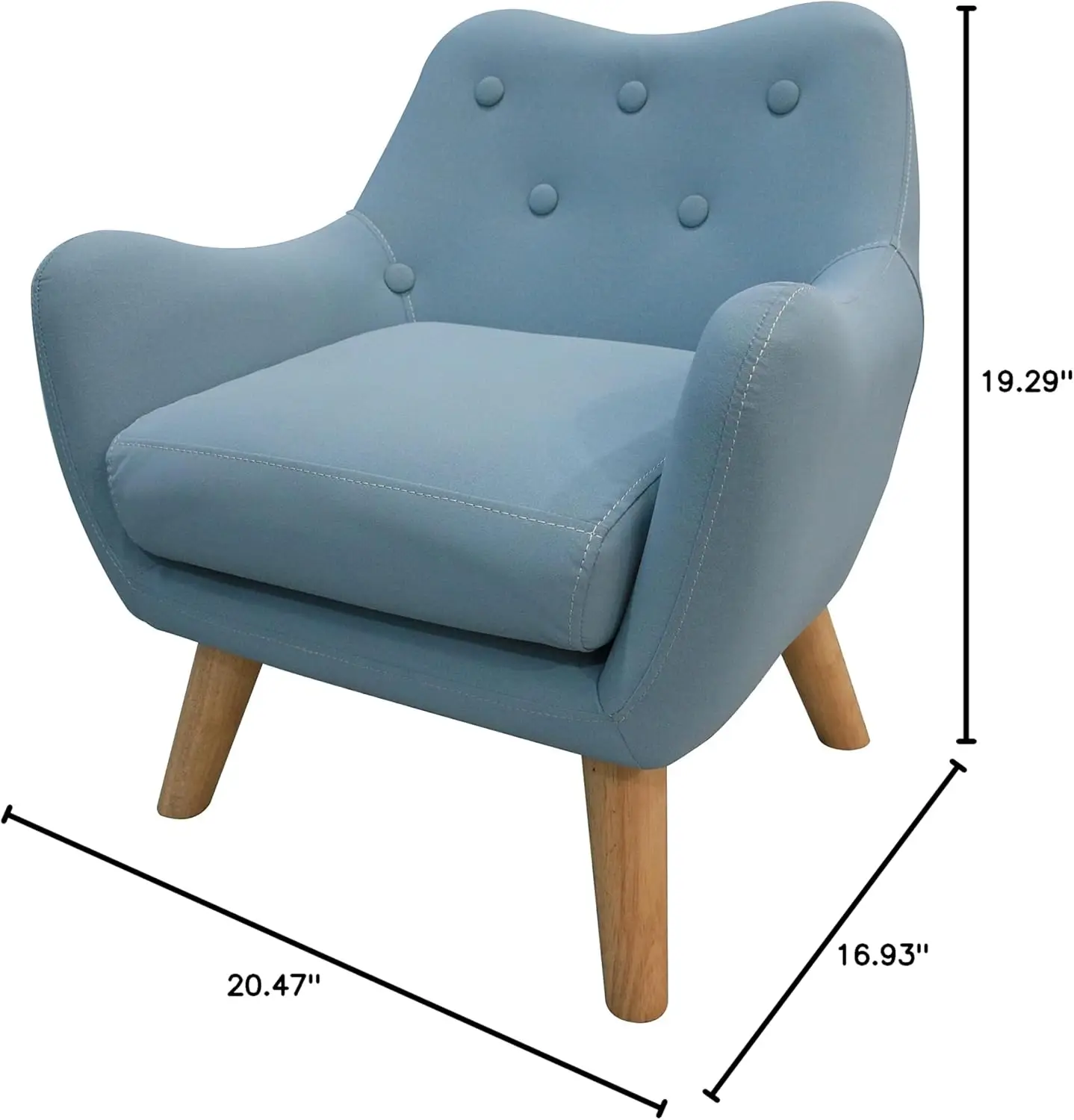 Microfibres Fabric Upholstered Child Accent Armchair With Wooden Legs, Kids Sofa